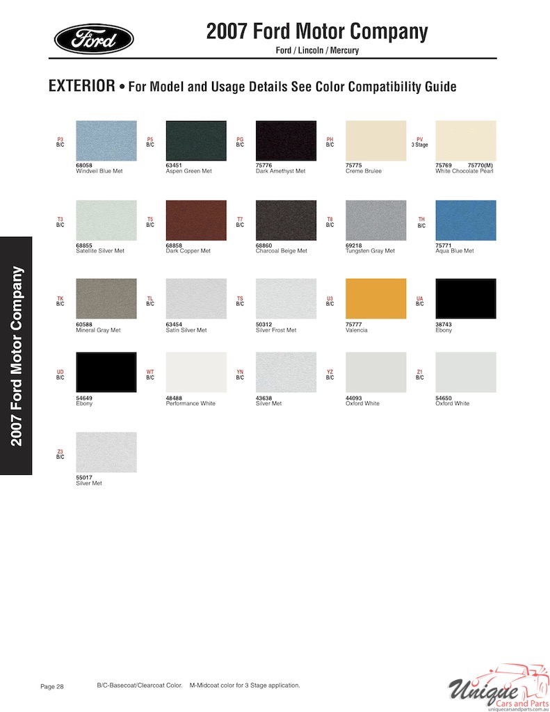 2007 Ford Paint Charts Sherwin-Williams 2